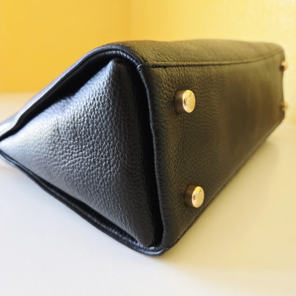 Coach F77884 Mia Pebbled Black Leather Convertible Satchel Top Handle Handbag - Picture 15 of 16